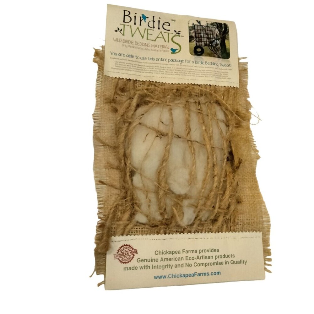 Birdie Tweats Bedding Material Spring Bird Nests Merino Wool Burlap